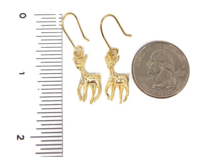 Baby Fawn Dangling Earrings 14k Yellow Gold - Image 5