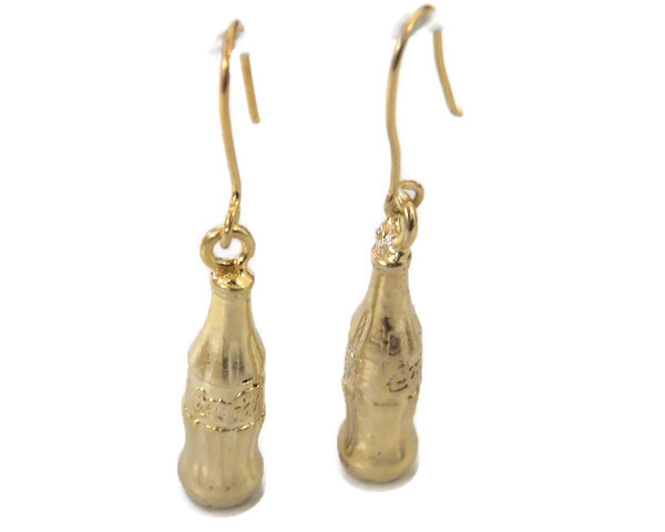 14k Yellow Gold Coca Cola Earrings