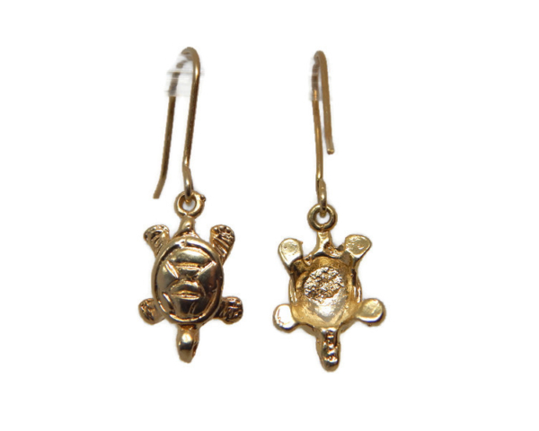Turtle Dangling Earrings 14K Yellow Gold