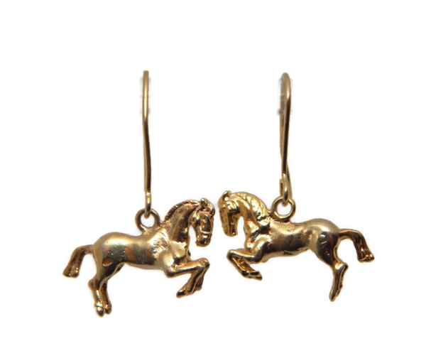 14k Yellow Gold Horse Earrings