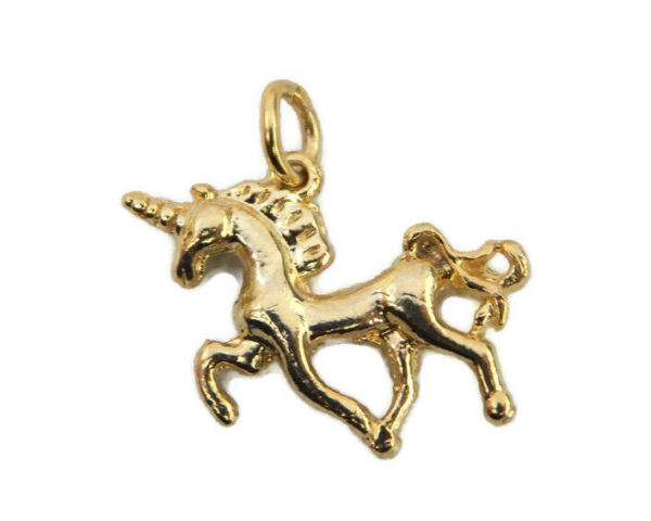 14K Yellow Gold Unicorn Charm Pendant