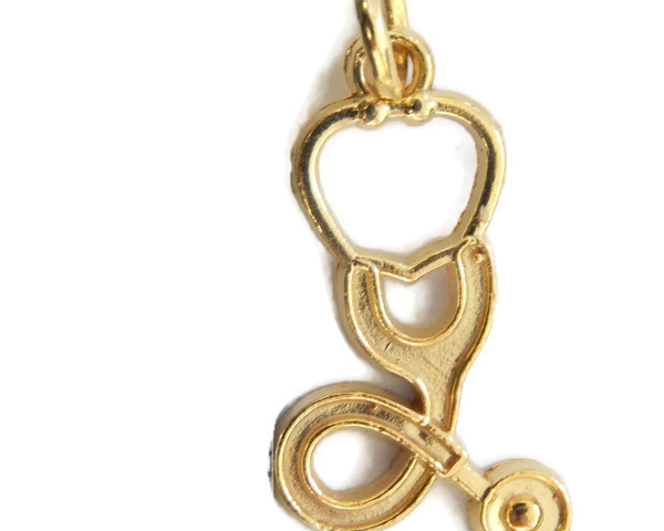 14K Yellow Gold Stethoscope 1 Charm Pendant