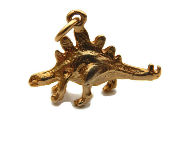 14K Yellow Gold Stegosaurus Dinosaur Charm Pendant