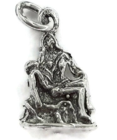 The Pieta Virgin (La Piedad) Charm Pendant .925 Sterling Silver.