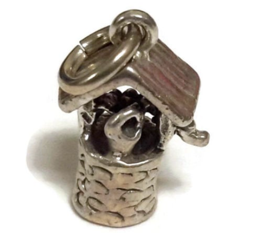 Water Well Charm Pendant .925 Sterling Silver.