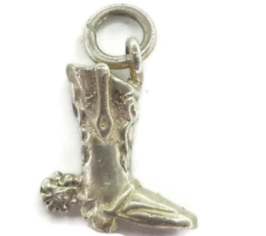 Western Boot Charm Pendant .925 Sterling Silver.
