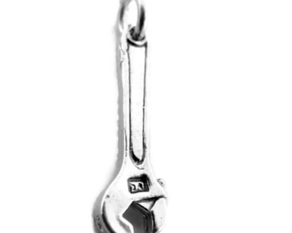 Wrench Tool Charm Pendant .925 Sterling Silver.