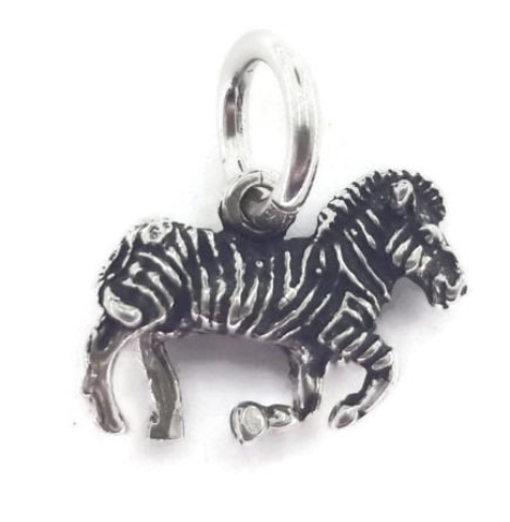 Zebra Charm Pendant .925 Sterling Silver.
