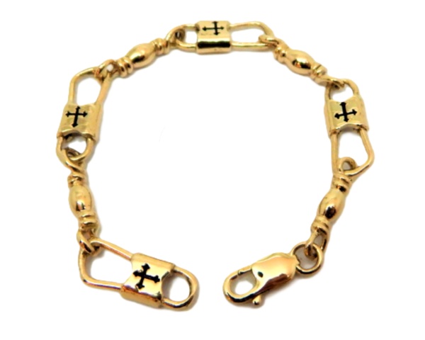 Fishers of Men Acts Bracelet 14K Yellow Gold Extra Large Link Budded Cross Design