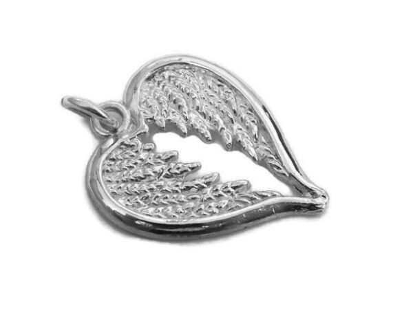 .925 Sterling Silver Wings in the shape of a Heart  Charm Pendant