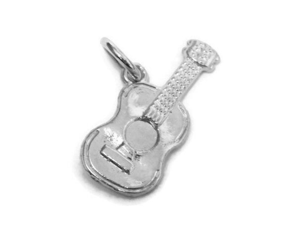 .925 Sterling Silver Classic Guitar Charm Pendant