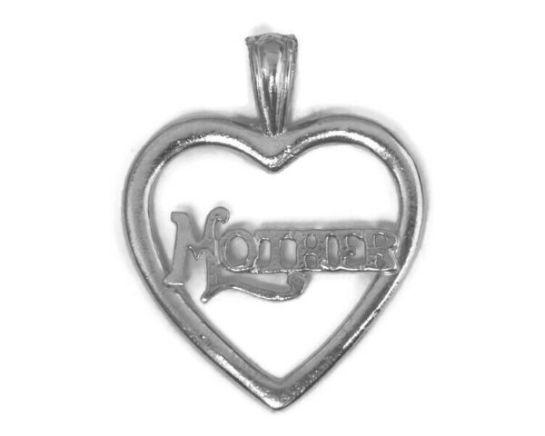 .925 Sterling Silver Mother Inside Heart Charm Pendant