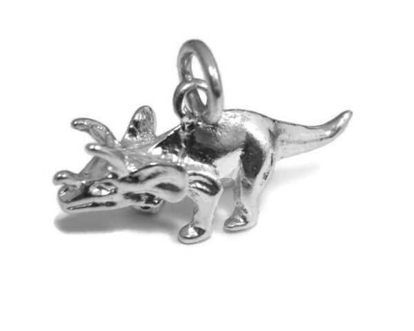 .925 Sterling Silver Triceratops Dinosaur Charm Pendant