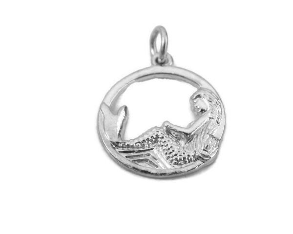 .925 Sterling Silver Mermaid Sitting Charm Pendant