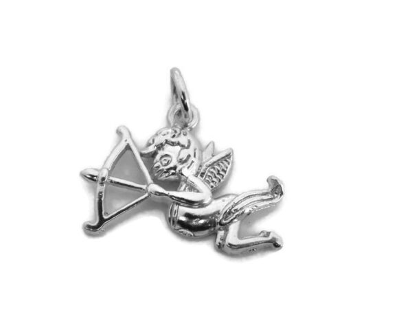 .925 Sterling Silver Cupid with Bow and Arrow Charm Pendant