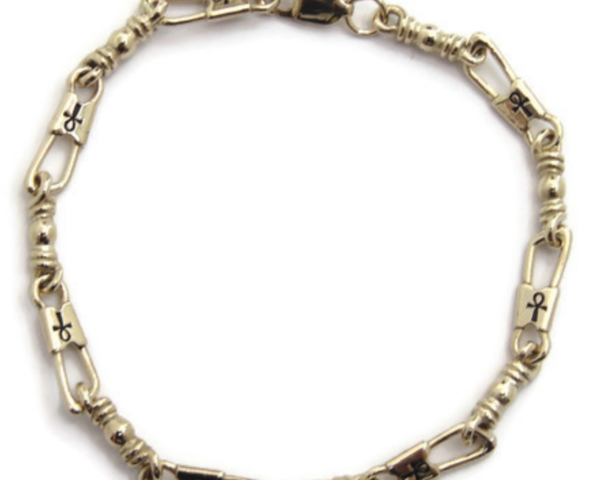 ACTS Bracelet Fishers Of Men 10K Gold MEDIUM LINK, Ankh Egyptian Cross