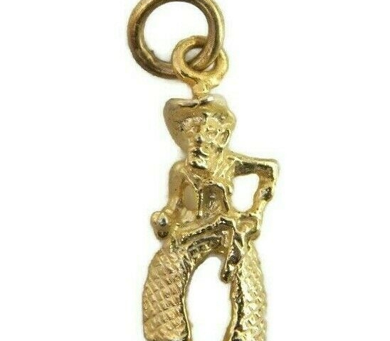 14k Yellow Gold Cowboy Pendant Charm
