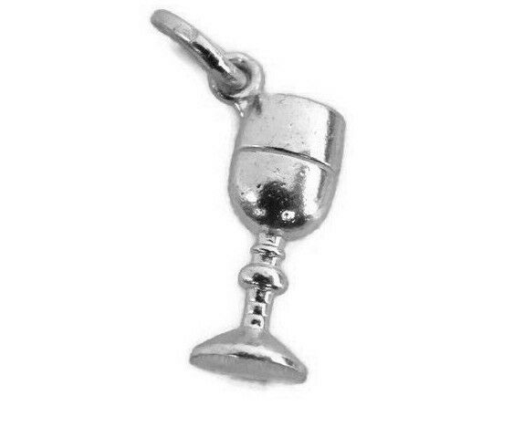 Wine Glass Pendant Charm .925 Sterling Silver