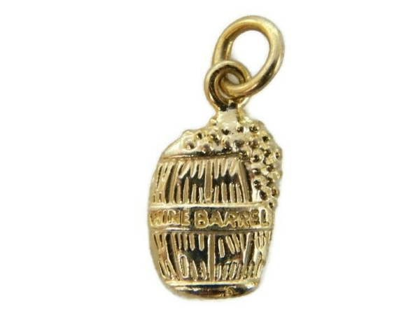 14k Yellow Gold Wine Barrel Pendant Charm