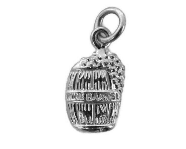 Wine Barrel Pendant Charm .925 Sterling Silver