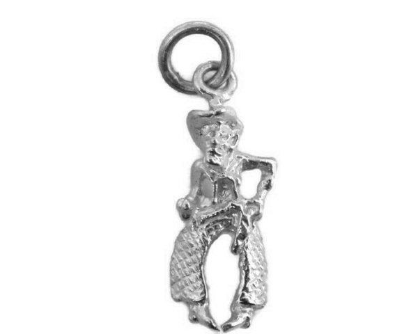 Cowboy Pendant Charm .925 Sterling Silver