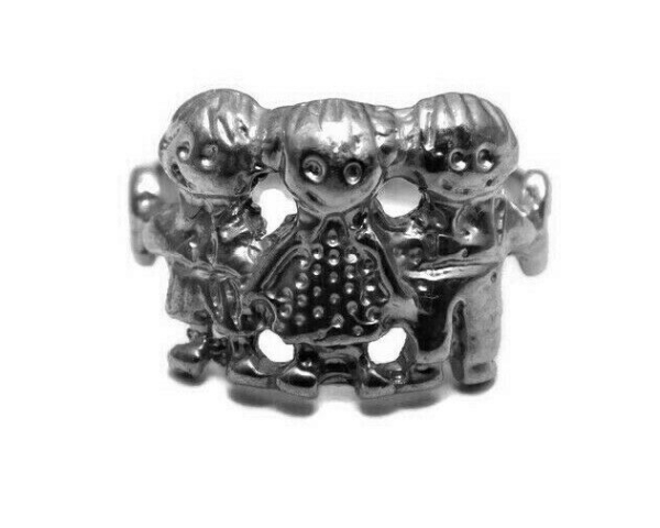 Three Kids Ring (2 Boys & 1 Girl) .925 Sterling Silver!!