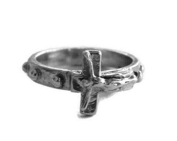 925 Sterling Silver Large Religious Rosary / Rosario Spinning Prayer Ring