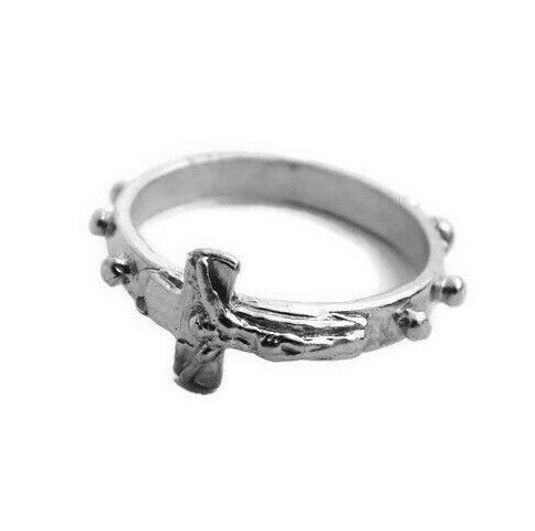 925 Sterling Silver Religious Rosary / Rosario Spinning Prayer Ring