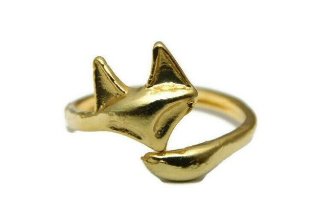 14k Yellow Gold Fox Ring  Adjustable !!