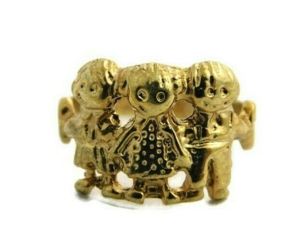 14k Yellow Gold 3 Kids Ring (2 Boys & 1 Girl