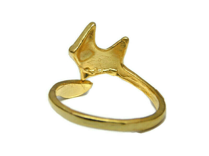 14k Yellow Gold Fox Ring  Adjustable !! - Image 3