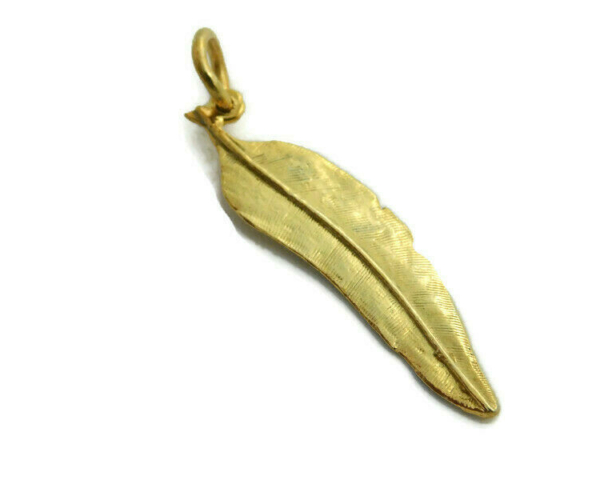 Feather Pendant Charm 14k Yellow Gold