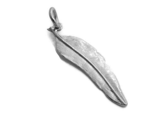 Feather Pendant Charm .925 Sterling Silver!!