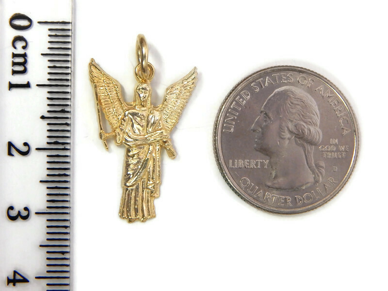 Archangel Raphael (Arcangel Rafael) 14k Yellow Gold Pendant Charm!!