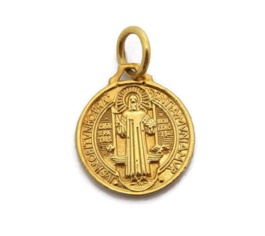 Saint Benedict Medal (San Benito) Pendant 14k Yellow Gold