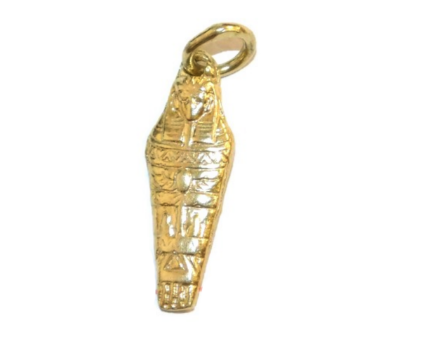 14k Yellow Gold Sarcophagus Mummy Tomb pendant Charm
