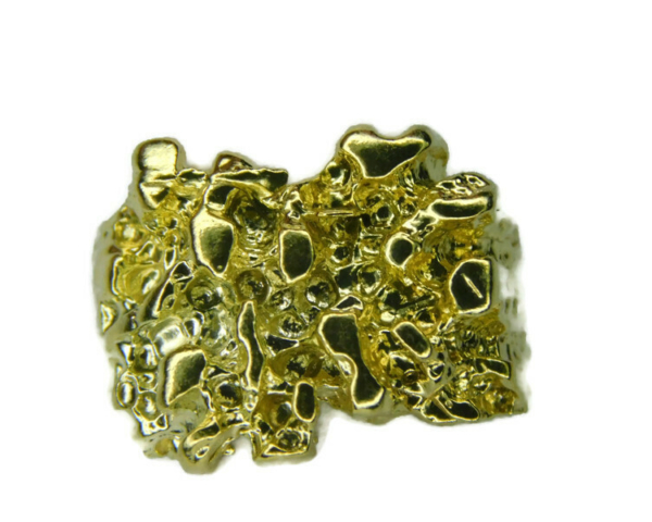 14k Solid Yellow Gold Nugget 5 Ring