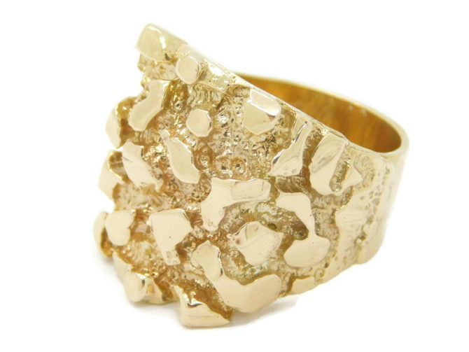 14k Solid Yellow Gold Nugget 11 Ring!! - Image 3