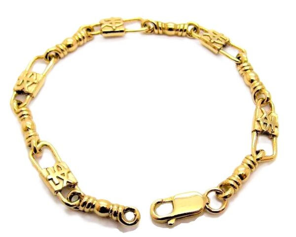 ACTS Bracelet Fishers Of Men 10K Gold MEDIUM LINK, Fish and Cross Design