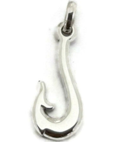 Fishing Hook Pendant Charm .925 Sterling Silver!!