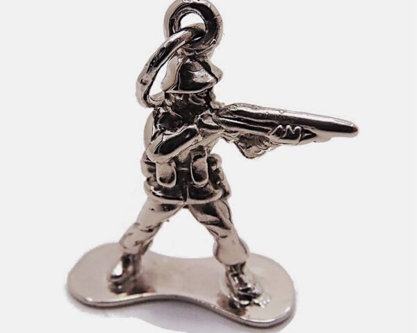 Army Soldier Military With Base Pendant .925 Sterling Silver.