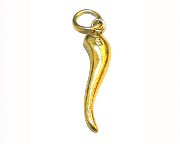 14k Yellow Gold Big Italian Horn #2 Charm Pendant