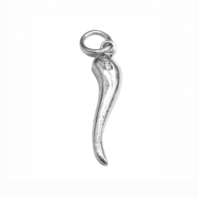 Sterling Silver .925 Big Italian Horn #2 Charm pendant