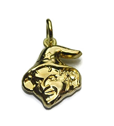 14k Yellow Gold Witch Charm Pendant