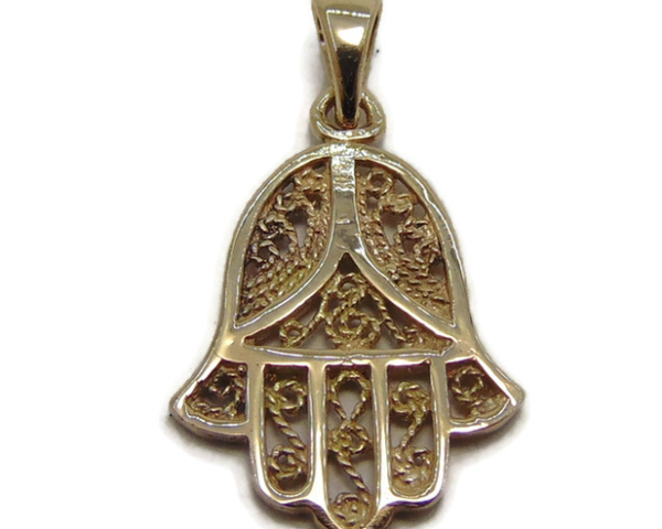 Hamsa Hand Charm Pendant Yellow Gold