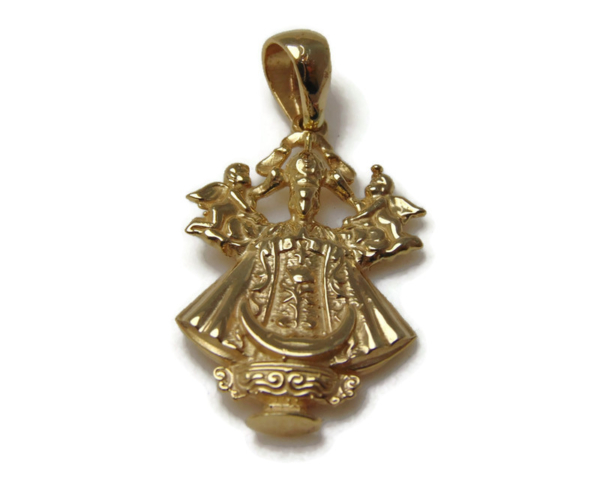 Yellow Gold Our Lady Of San Juan De Los Lagos Medium Pendant Charm Religious (28mm x 18mm)