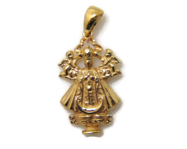 Yellow Gold Our Lady Of San Juan De Los Lagos Small Pendant Charm Religious (24mm x 14mm)