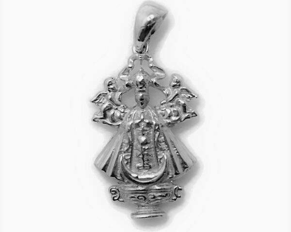 Our Lady Of San Juan De Los Lagos Medium Pendant Charm Religious .925 Sterling Silver (28mm x 18mm)