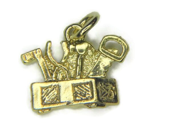 14k Yellow Gold Toolbox Charm Pendant