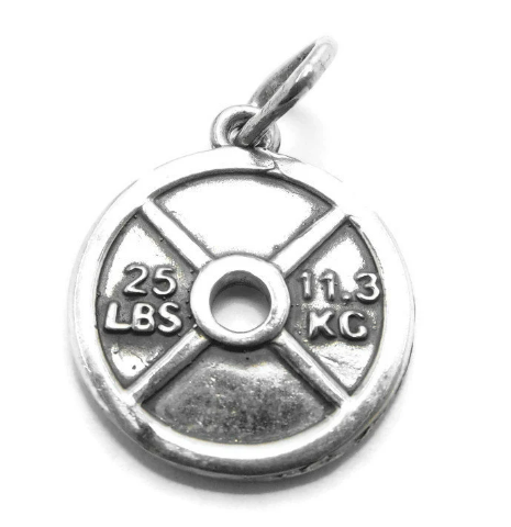 25lbs Weight Plate Pendant .925 Sterling Silver